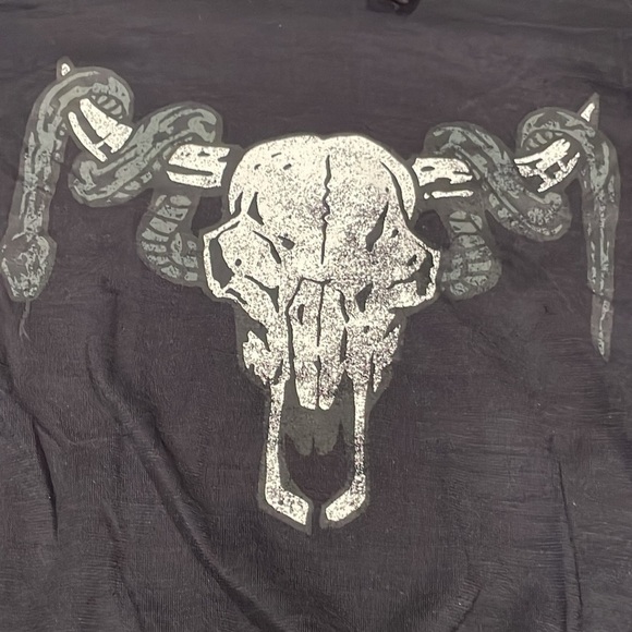 Under Armour x Project Rock Men Black Bull Skull Snake Short Sleeve Hoodie Sz M - Picture 2 of 9